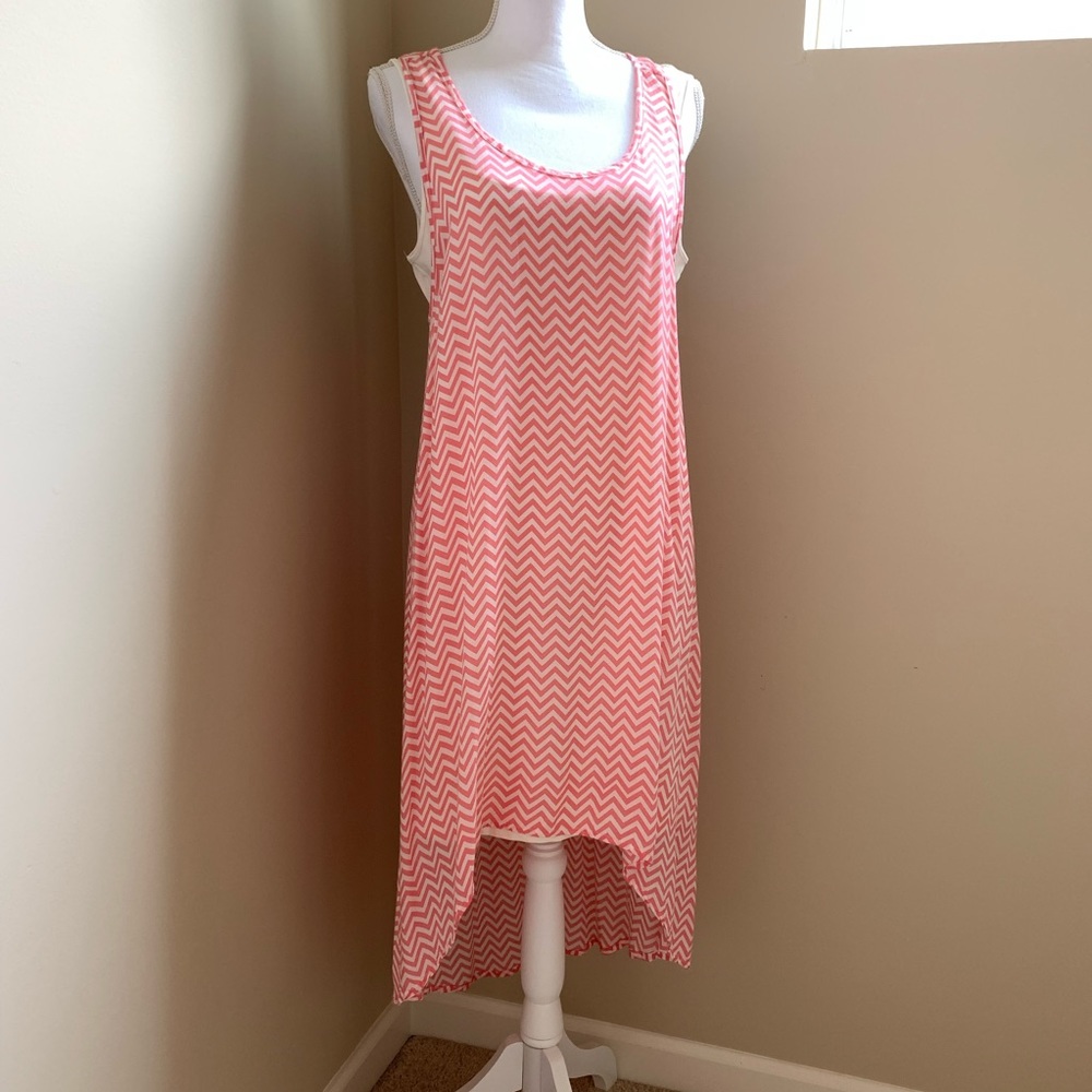 Figwood dress with asymmetrical hem.